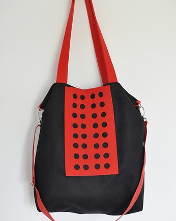 Torba hobo XXL - czerń, czerwień, PRACOWNIA 166
