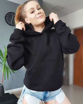 BLUZA Z KAPTUREM I272 CZARNA