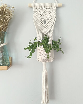 Kwietnik na ścianę- makrama "ROMA" kolor naturalny, Boho dekoracja