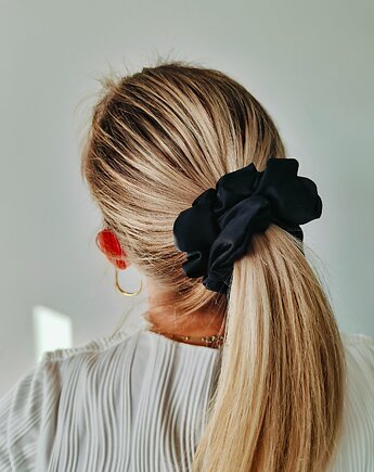 Gumka jedwabna, scrunchie, frotka black orchid MAXI
