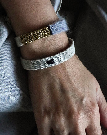 Bransoletki tkane na krośnie - Zestaw "Serduszko i paseczki", Słońcem Tkane