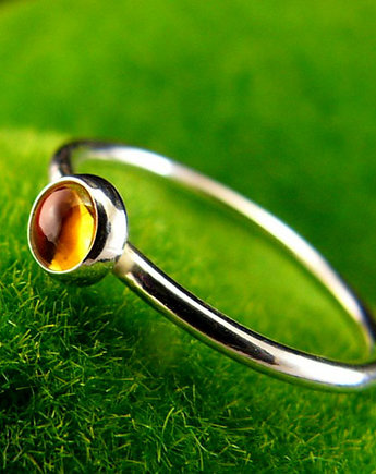 Pierścień Drobinek - Cytryn Srebro 4mm