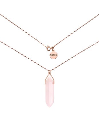 Naszyjnik z dużym kwarcem różowym w różowym złoceniu, SOTHO