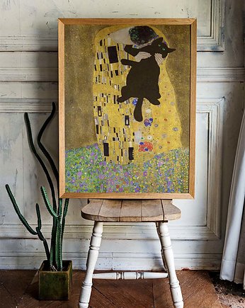 Plakat- Gustav Klimt - pocałunek .. kota