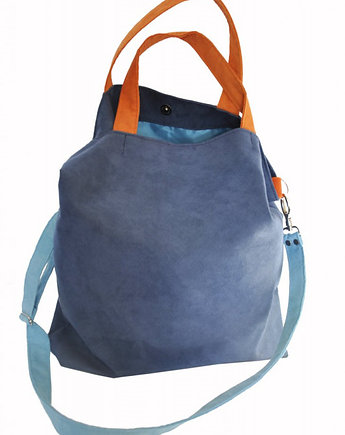Torba hobo XXL - kobalt, pomarańcz, błękit, PRACOWNIA 166