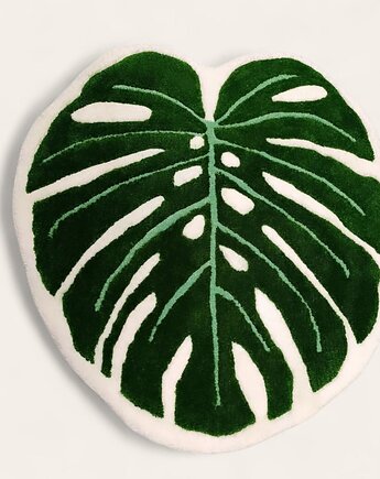 Dywan w kształcie liścia monstery, miękki, zielony dywan, Cotton Carpet