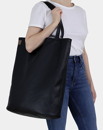 Mega shopper duża torba czarna na zamek