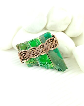 Jaspis cesarski broszka wire wrapping