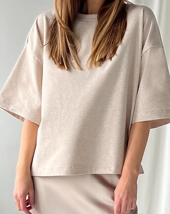 Crush / Beige - bawełniany t-shirt oversize