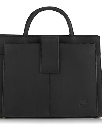 Torebka damska skórzana vintage aktówka damska do ręki i na ramię czarna, Paolo Peruzzi