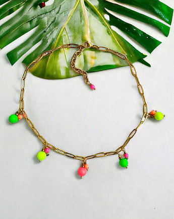 Swarovski neon pearls : choker necklace, kaktusia