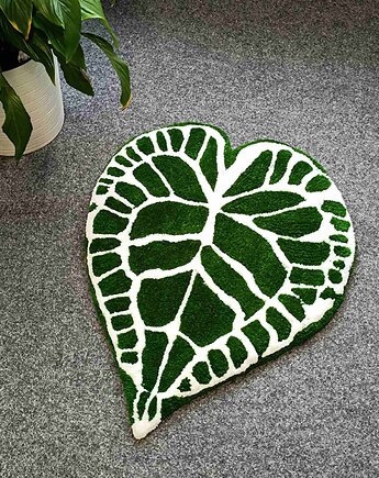 Dywan w kształcie liścia anturium, miękki, zielony dywan, Cotton Carpet