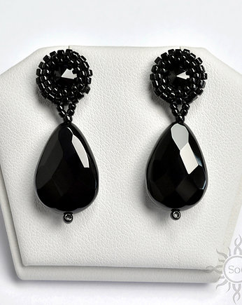 Kol II, eleganckie kolczyki z onyksem, beading