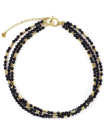 Potrójna kolia Black&Gold- naszyjnik z kamieni naturalnych