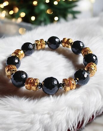 GLAM! Onyks, złota lawa,hematyt : rozmiar M/L, kaktusia