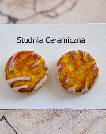 Kolczyki ceramiczne z wzorem pomarańcz