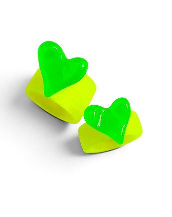 Pierścionek x2 : RAZEM TANIEJ! pierścionki z żywicy : HEART : fluo