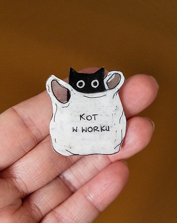 Przypinka kot w worku