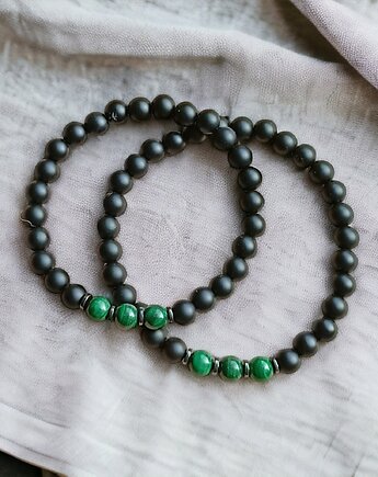 KOMPLET dla PARY :: malachit - kamień miłości : onyks matowy, kaktusia