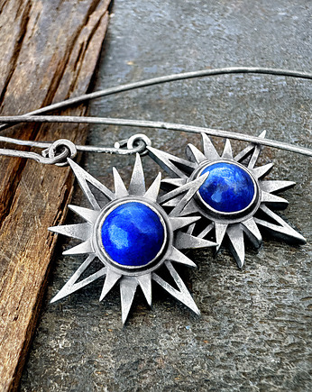 Srebrne kolczyki Gwiazda Wenus z lapisem-lazuli 8 mm