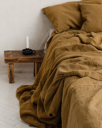 Lniana narzuta simple - golden ochre