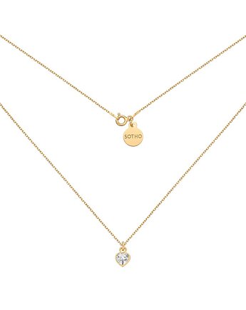 Złoty naszyjnik z kryształowym sercem SWAROVSKI CRYSTAL, SOTHO