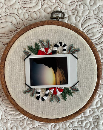 Świąteczny tamborek z Twoim zdjęciem, instax, tamborkowo