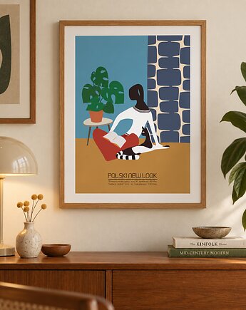 Plakat Fine Art giclee Dziewczyna z kotką. Polski New Look