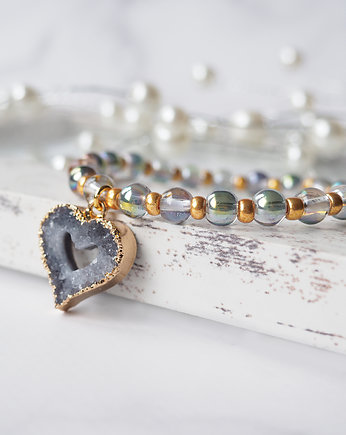 ŚLICZNA BRANSOLETKA z druzą agatu w złotej oprawie, Chodelska Art Studio