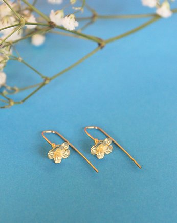Kolczyki pozłacane Fiołki - Delikatne, wiszące, Ker Jewellery