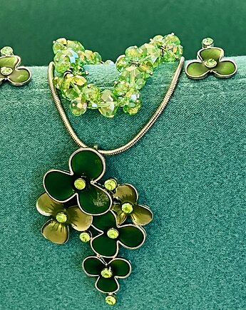 Komplet, kolczyki i naszyjnik , bransoletka - Artystyczne szkliwo i cyrkonie, Ade Art