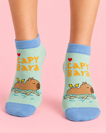 Skarpetki damskie krótkie Kapibara niebieskie bawełna CandySox 36-41