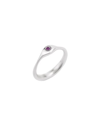 Little GEM / glossy silver with amethyst