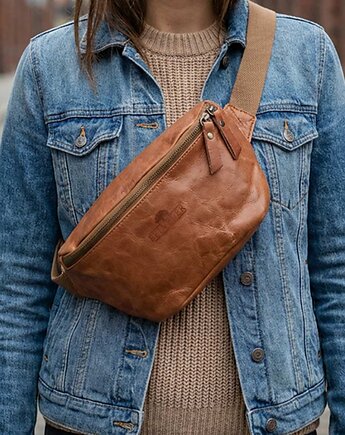 Średnia Brązowa Torebka Nerka Crossbody damska skórzana vintage B-FB2G