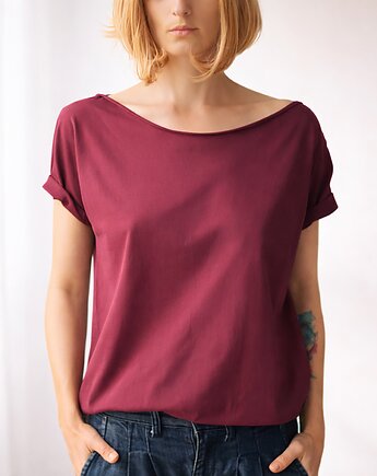 Zgaszony Bordo Oversize Bez Nadruku