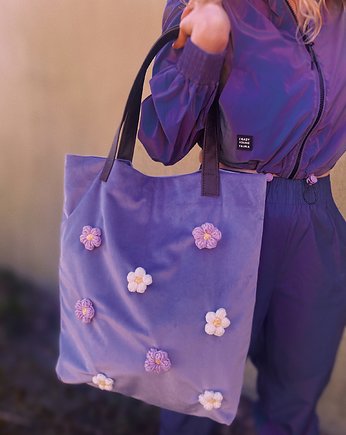 Torba Mr.m flower violet/uszy skóra naturalna