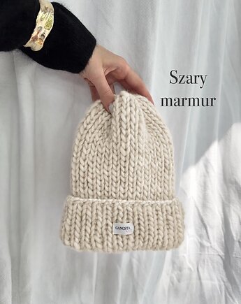 Czapka Lily 100% wełna *szary marmur*
