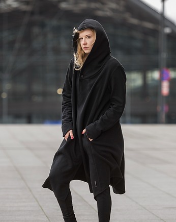 Długi asymetryczny płaszcz z kapturem ASSASSIN unisex