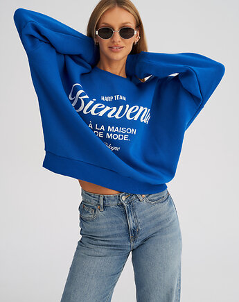 Bluza bez kaptura LOOSE FIT kobalt BIENVENUE damska