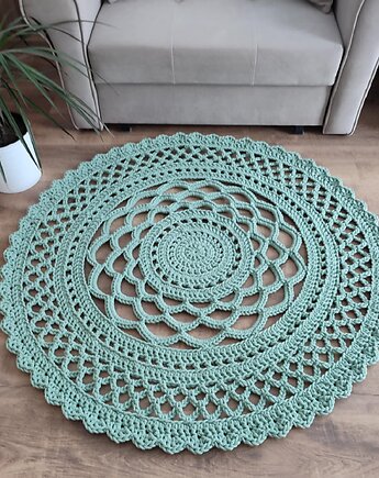 Dywan okrągły szydełkowy ze sznurka bawełnianego 110cm, MISZ MASZ Dorota Tyszko