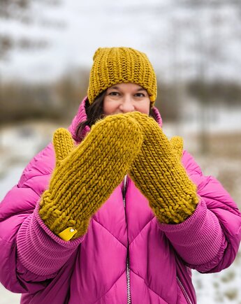 WOOLY wełniane rękawiczki z wełny i alpaki miodowe