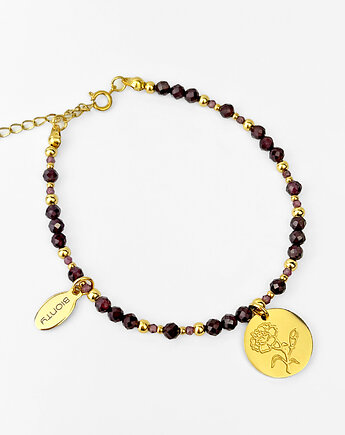 Bransoletka STYCZEŃ granat, goździk, Bionty