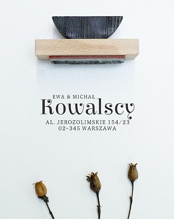 Personalizowany drewniany stempel z adresem zwrotnym - Nazwisko + adres