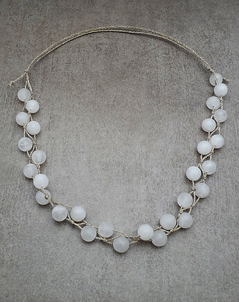 Jadeit biały Naszyjnik lniany