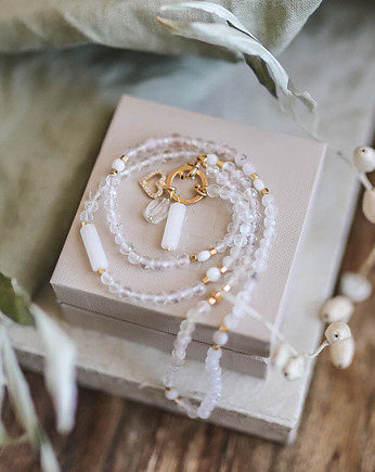 Naszyjnik kryształ górski i kamień księżycowy, ByLucyArt