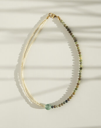 Naszyjnik boho z koralików i kamieni naturalnych, ech studio