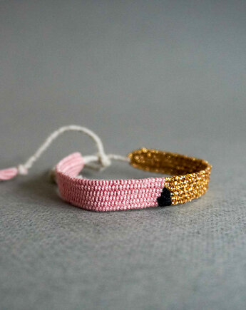 Bransoletka ręcznie tkana na krośnie wiązana na supełek, Słońcem Tkane