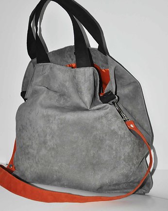 Torba hobo XXL - szarość, pomarańcz, czerń, PRACOWNIA 166