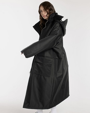Ocieplana Parka Longline Hoodie Oversize czarna