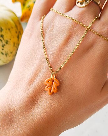 Naszyjnik z listkiem, zawieszka w kształcie listka, amulet na jesień, boho